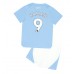 Tanie Strój piłkarski Manchester City Erling Haaland #9 Koszulka Podstawowej dla dziecięce 2023-24 Krótkie Rękawy (+ szorty)